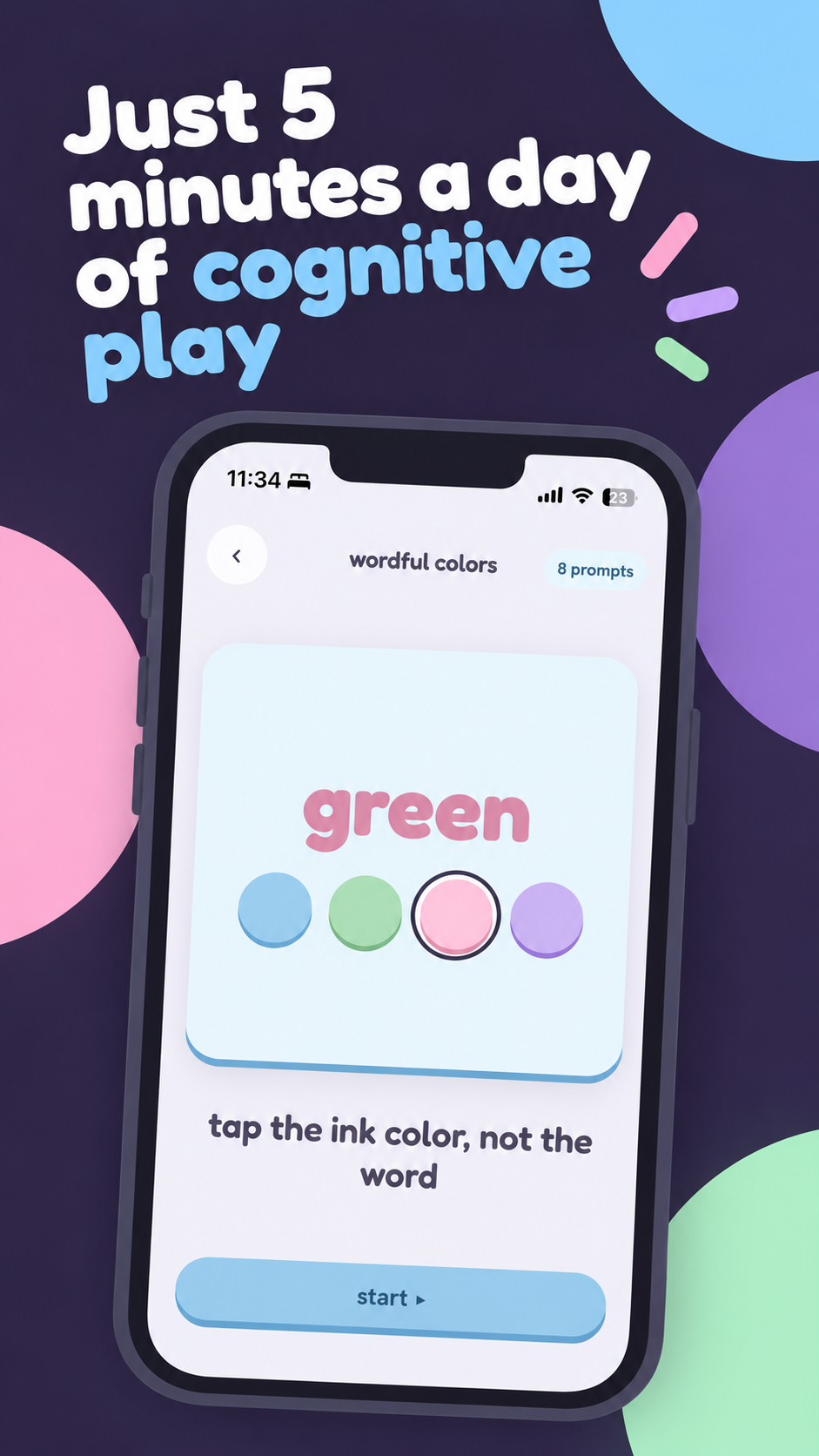 Wordful colors in the brain gym app, shown in its official store screenshot