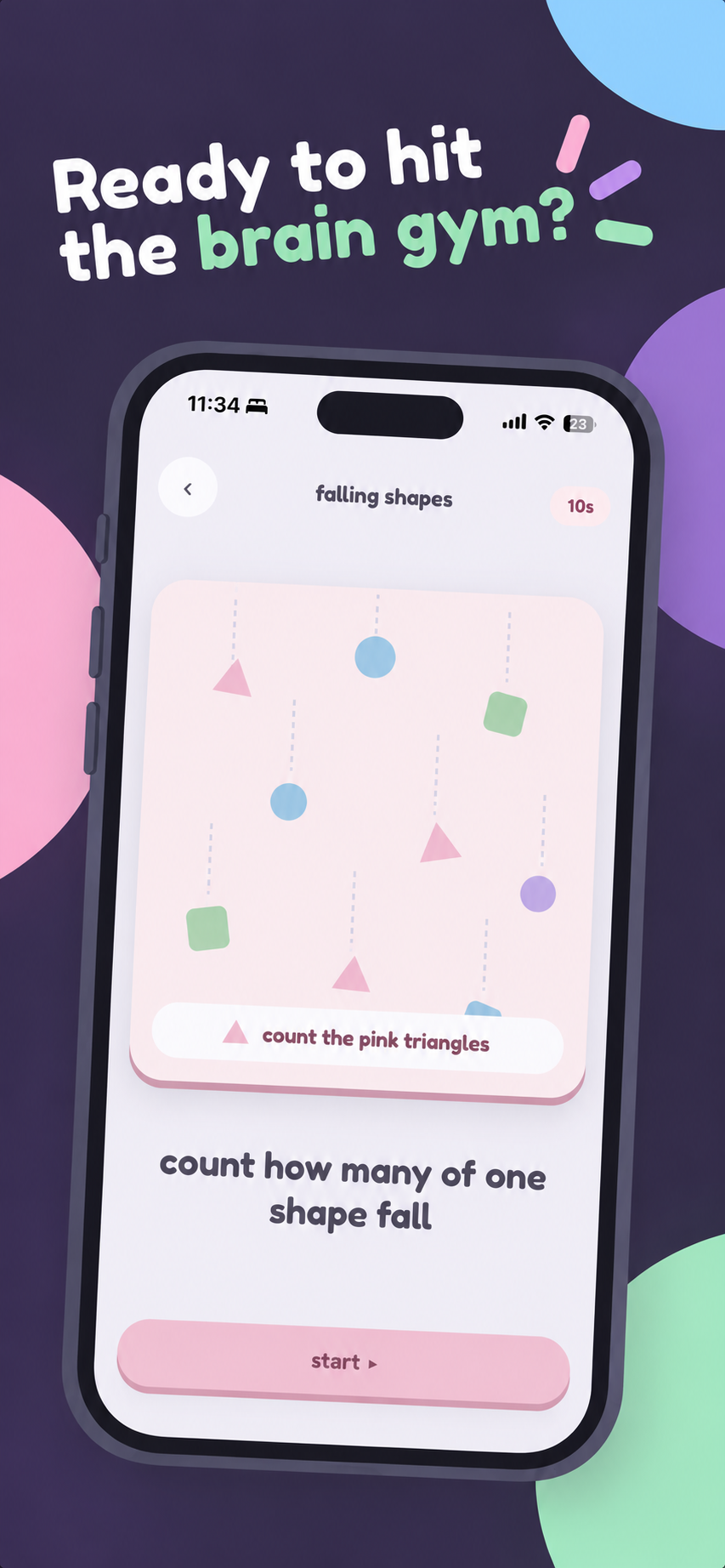 Falling shapes in the brain gym app, shown in its official store screenshot