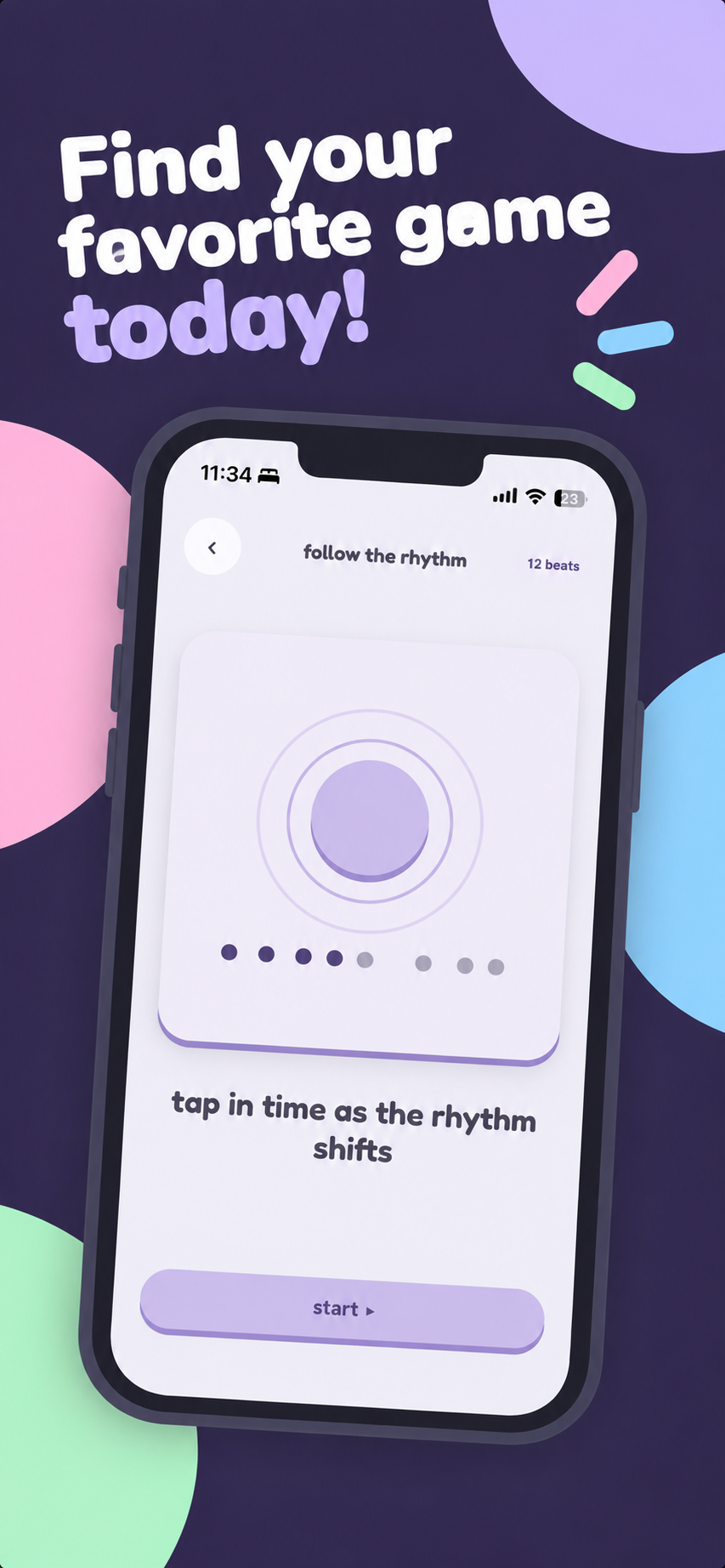 Follow the rhythm in the brain gym app, shown in its official store screenshot