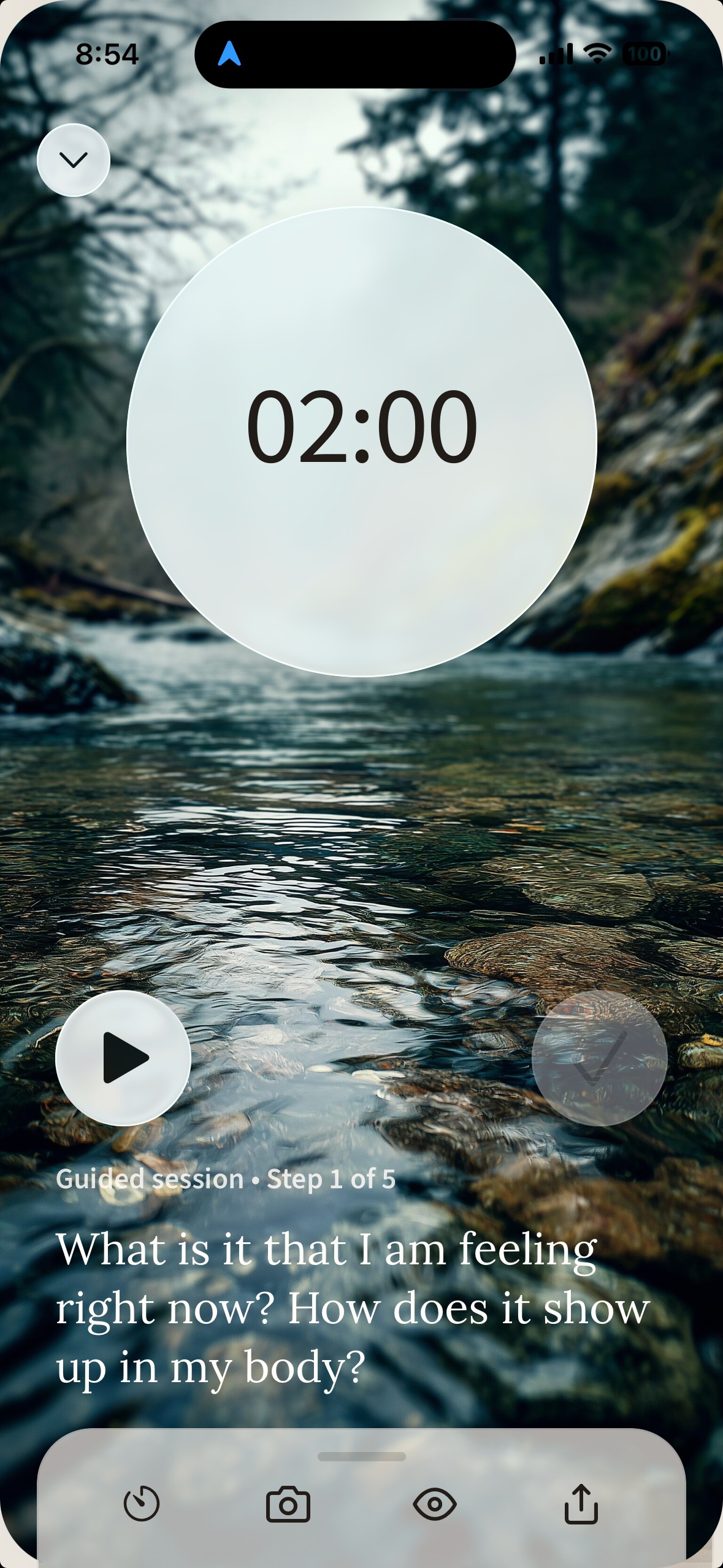 Ink guided session with a reflective prompt and timer