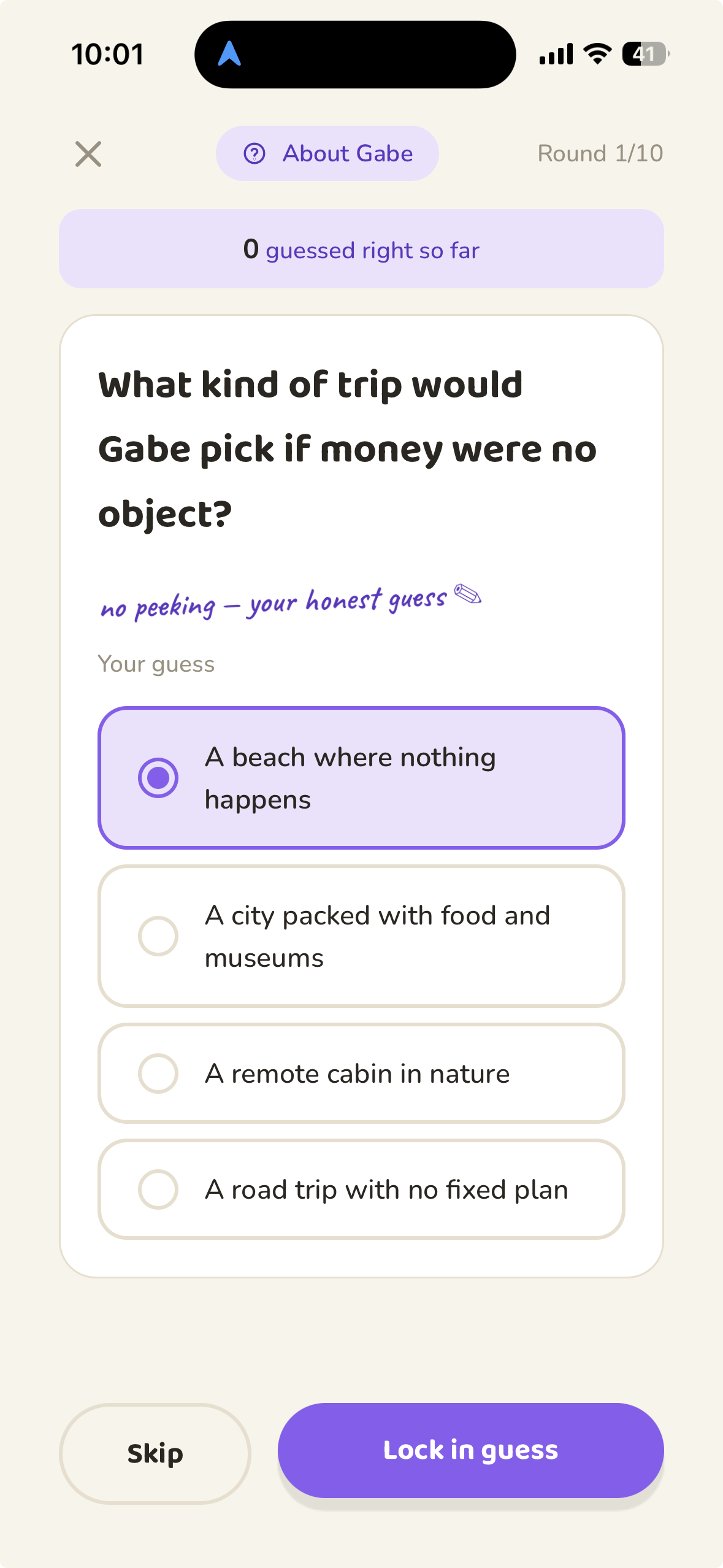 Togella Do You Know Me quiz guessing a partner's answer from multiple choices